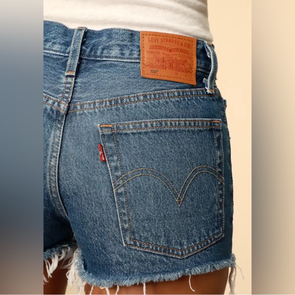 Levis cutoff denim micro shorts mid rise